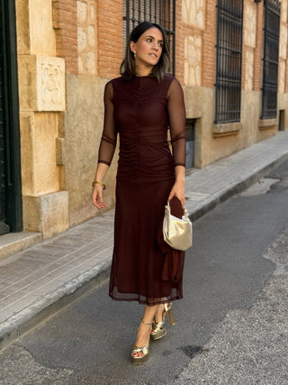 Vestido Tul marron chocolate  | Lia