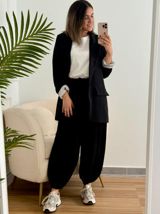 Pantalón bombacho puño negro| Olivia