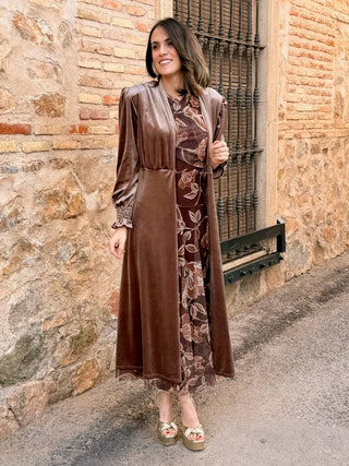 Abrigo fiesta terciopelo marrón | Milán