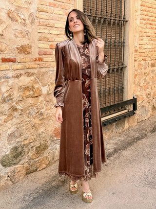 Abrigo fiesta terciopelo marrón | Milán