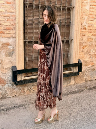 Capa terciopelo marron