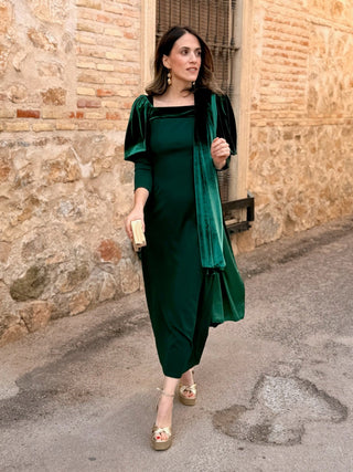 Vestido midi verde botella | Esmeralda