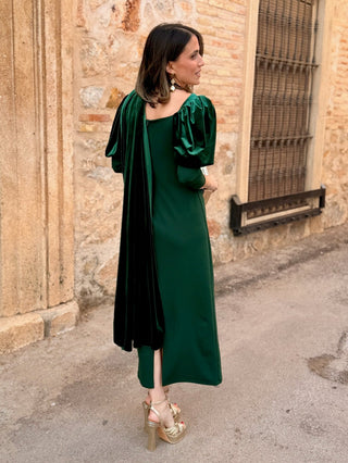 Vestido midi verde botella | Esmeralda