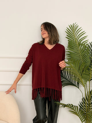 Jersey burdeos con flecos | Chiara