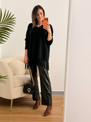 Jersey negro con flecos | Chiara
