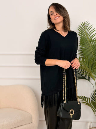 Jersey negro con flecos | Chiara