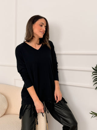 Jersey negro con flecos | Chiara