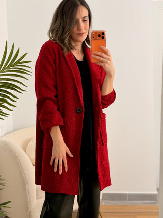 Abrigo Bouclé rojo | Elsa