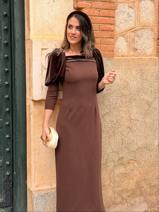 Vestido midi marron | Esmeralda