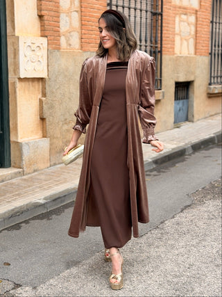 Vestido midi marron | Esmeralda