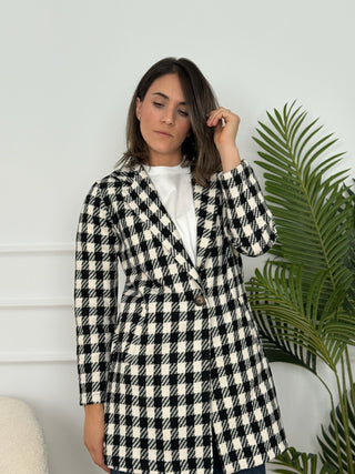 Abrigo pata de gallo negro | Muli - Alalá Moda Mujer