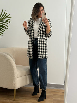 Abrigo pata de gallo negro | Muli - Alalá Moda Mujer