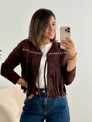 Chaqueta ante flecos Marrón I Mika - Alalá Moda Mujer