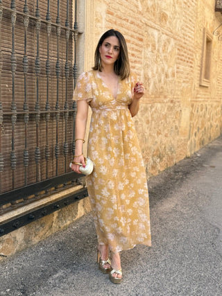 Vestido estampado amarillo | Zinerva - Alalá Moda Mujer
