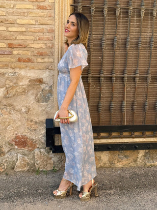 Vestido estampado celeste | Zinerva - Alalá Moda Mujer