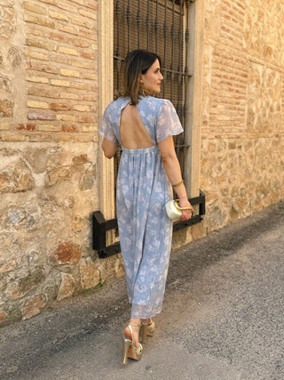 Vestido estampado celeste | Zinerva - Alalá Moda Mujer
