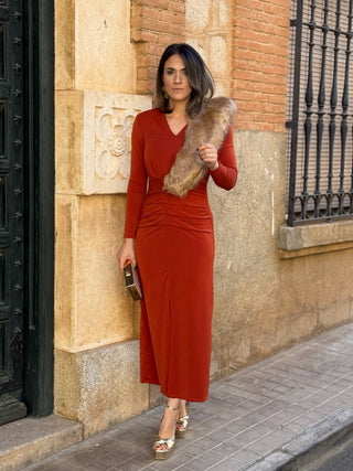 Vestido midi terracota | Simona - Alalá Moda Mujer