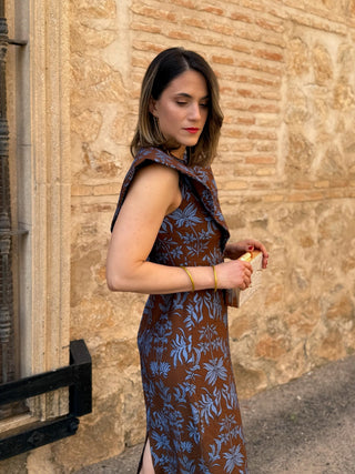 Vestido midi tono marron | Marsella - Alalá Moda Mujer