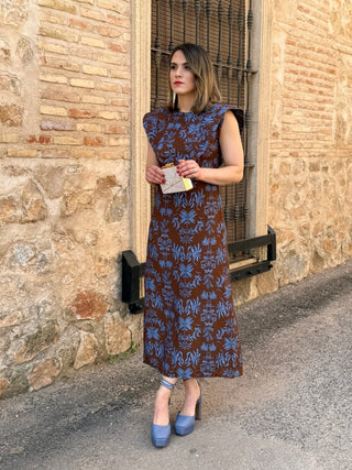 Vestido midi tono marron | Marsella - Alalá Moda Mujer