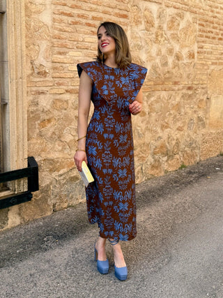 Vestido midi tono marron | Marsella - Alalá Moda Mujer