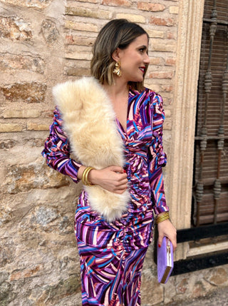 Estola pelo sintético crema - Alalá Moda Mujer