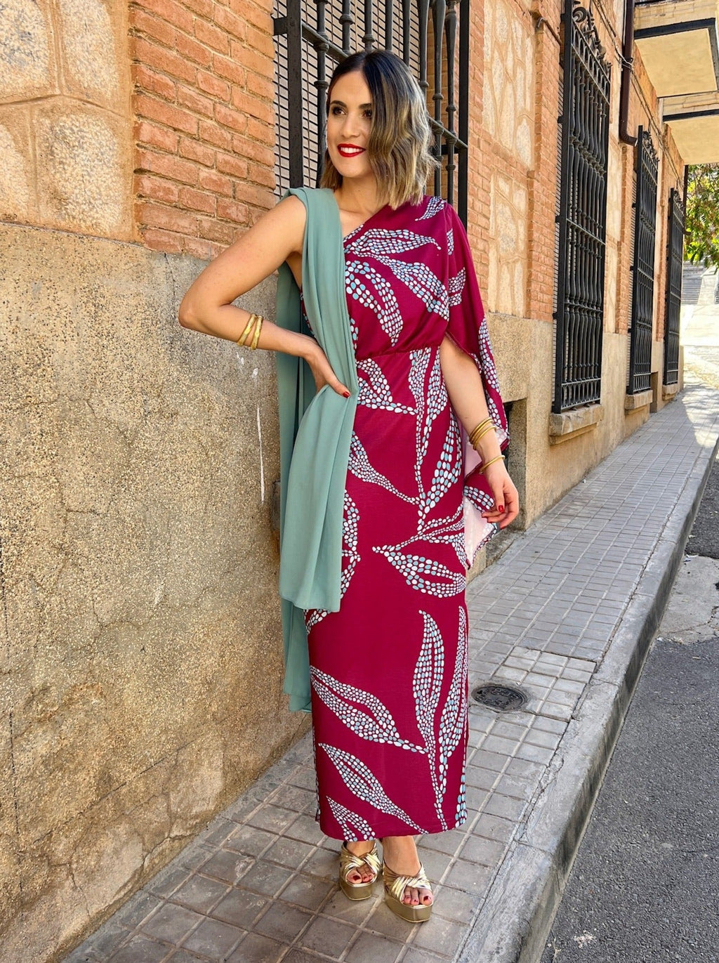 Vestido largo burdeos  Sofia – Alalá Moda Mujer