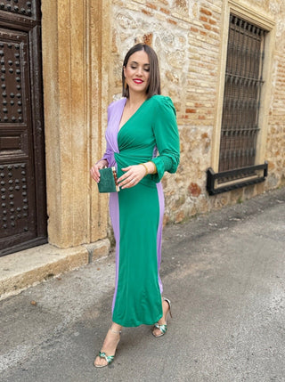 Vestido bicolor verde y malva | Roma - Alalá Moda Mujer