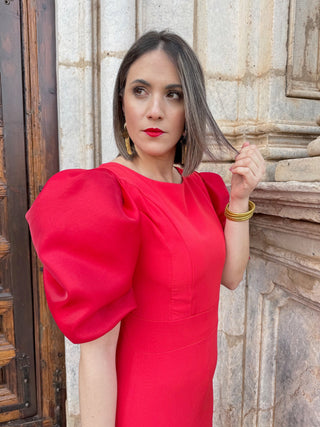 Vestido manga farol rojo| Rania - Alalá Moda Mujer
