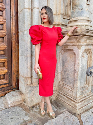 Vestido manga farol rojo| Rania - Alalá Moda Mujer