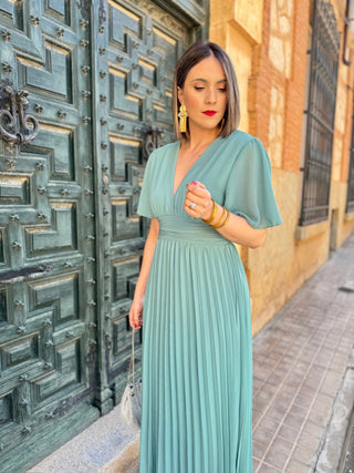 Vestido plisado verde | Catalina - Alalá Moda Mujer