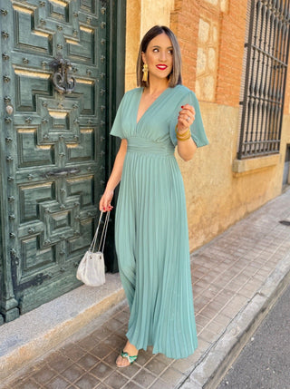 Vestido plisado verde | Catalina - Alalá Moda Mujer