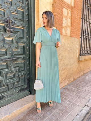 Vestido plisado verde | Catalina - Alalá Moda Mujer