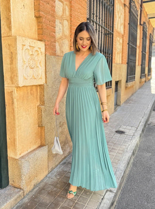 Vestido plisado verde | Catalina - Alalá Moda Mujer