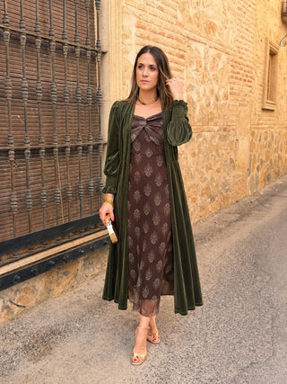 Abrigo fiesta terciopelo verde | Milán
