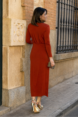 Vestido midi terracota |  Simona