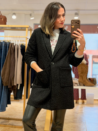 Abrigo Bouclé Negro | Elsa