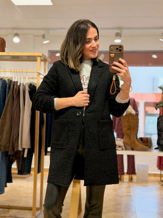 Abrigo Bouclé Negro | Elsa