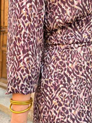 Vestido liso em chiffon castanho | Andreia 