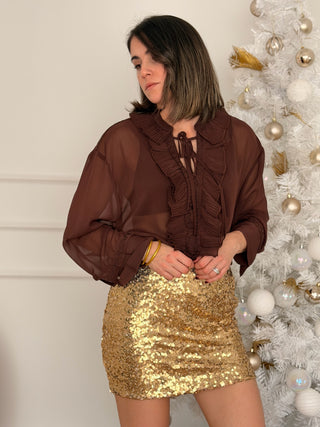 Blusa gasa marrón | Thiago