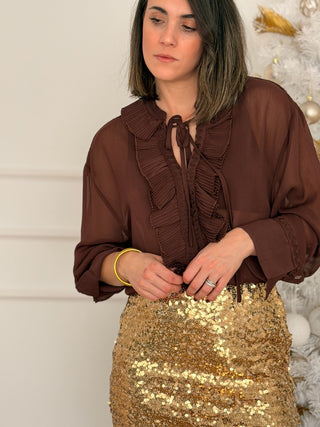 Blusa gasa marrón | Thiago