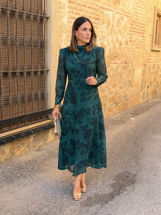 Vestido gasa midi verde | Lipa