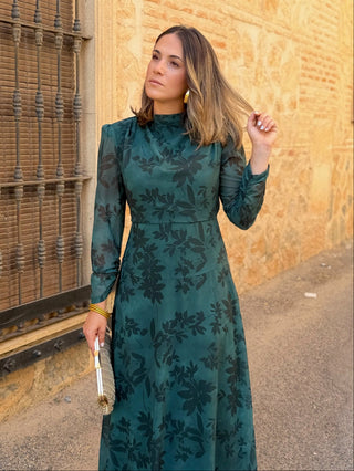 Vestido gasa midi verde | Lipa