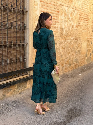 Vestido gasa midi verde | Lipa
