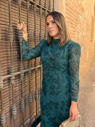 Vestido gasa midi verde | Lipa