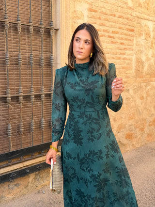 Vestido gasa midi verde | Lipa
