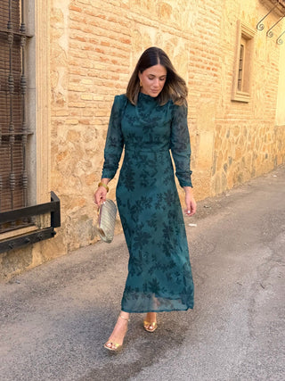 Vestido gasa midi verde | Lipa
