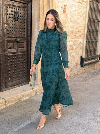 Vestido gasa midi verde | Lipa