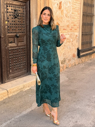 Vestido gasa midi verde | Lipa