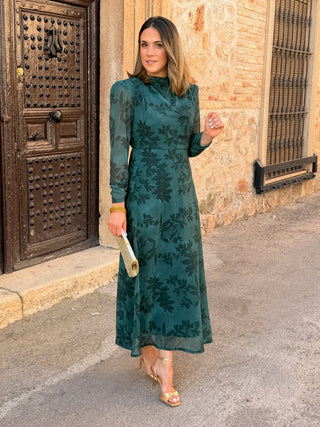 Vestido gasa midi verde | Lipa