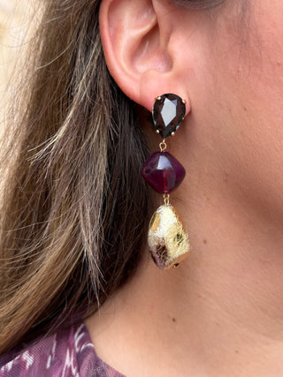 Pendientes burdeos efecto piedra | Dira
